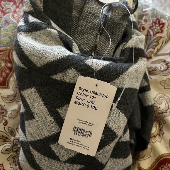 Weekend by Suzanne Betro Wrap Sweater Top Women Size L/XL Knit Gray Dark Gray - Picture 5 of 5